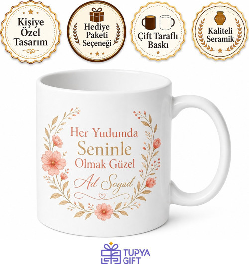 Kişiye Özel Mesajlı Baskılı Kupa Bardak Hediyelik Porselen Hediye
