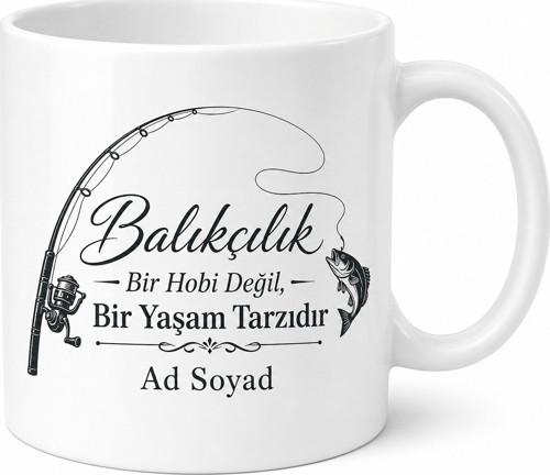 Balıkçılık Yaşam Tarzı İngilizce Kupa Bardak Hediye