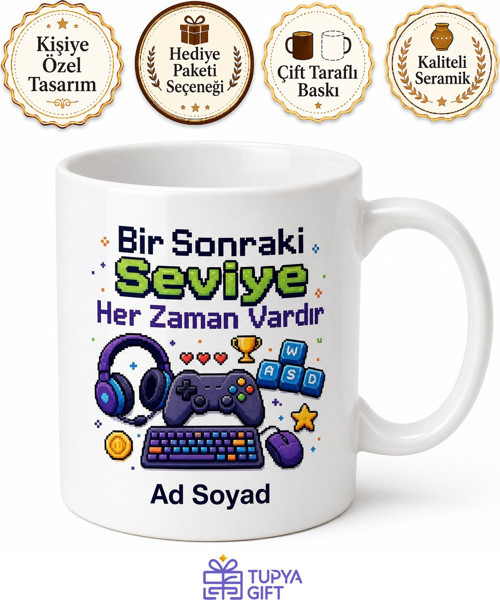 Bilgisayar Oyunu Seven İçin Kişiye Özel Eğlenceli Baskılı Kupa Bardak Hediye