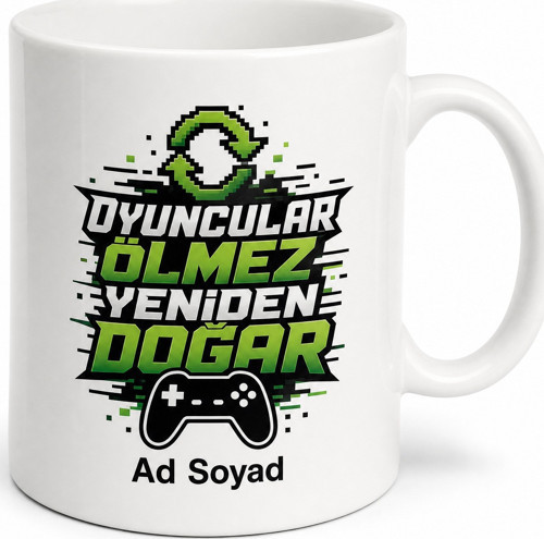 Oyuncular Ölmez Yeniden Doğar Baskılı Oyuncu Kupa Bardak Gamer Hediye