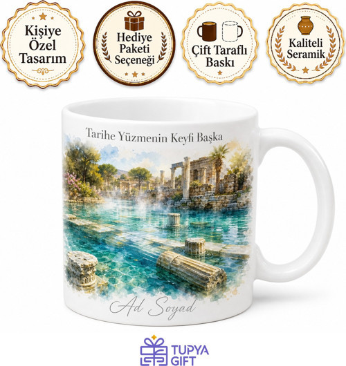 Hierapolis Antik Havuz Sütunlar Arası Yüzme Keyfi Denizli Kupası Hediye Bardak