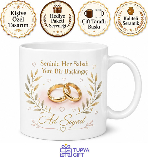 Just Married Yeni Evlendik Balayı Temalı Kupa Bardak Evlilik Hediye