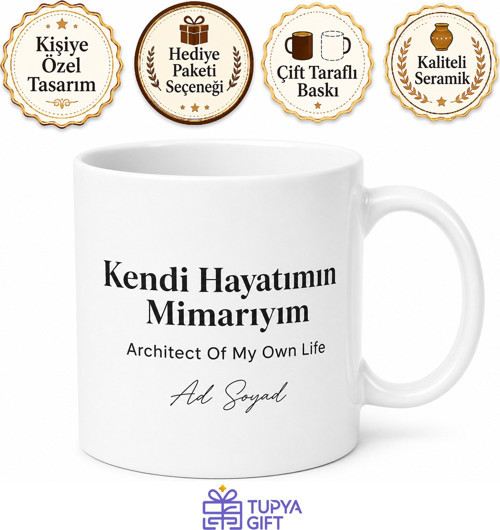 Architect Of My Own Life Yazılı Kendi Hayatımın Mimarıyım Kupa Bardak Hediye