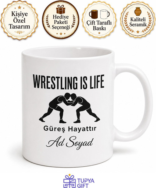 Wrestling Is Life Baskılı Güreş Hayattır Kupa Bardak Güreşçi Hediye