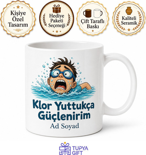 Klor Yutan Acemi Yüzücüye Su Kuşu İroni Hediyesi Kupa Bardak Komik Hediye
