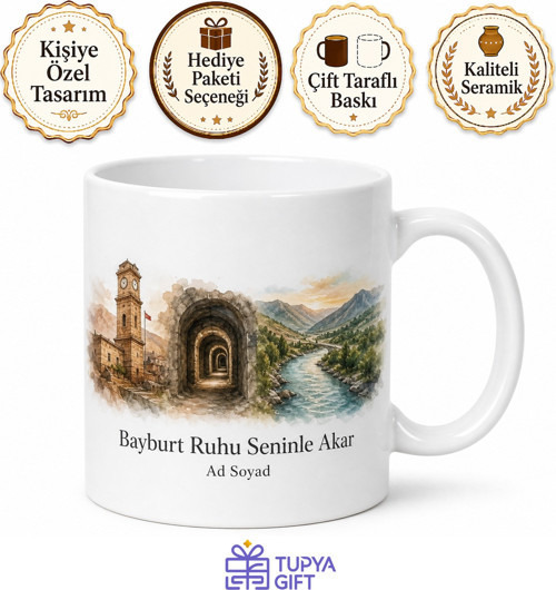 Bayburt Saat Kulesi Aydıntepe Yeraltı Şehri Çoruh Nehri Ruhu Kupa Bardak Hediye