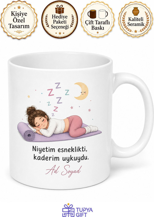 Yoga Matını Serip Uyumaya Başlayanlara Esneme Öncesi Derin Uyku Kupa Hediye