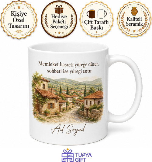 Ailece Memleket Sohbeti Kupa Bardak Aile Hediye Özel Tasarım Baskılı Kupa