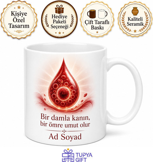 Plazma Bağışı Kök Hücre İlik Nakli Umut Temalı Porselen Kupa Bardak Hediye