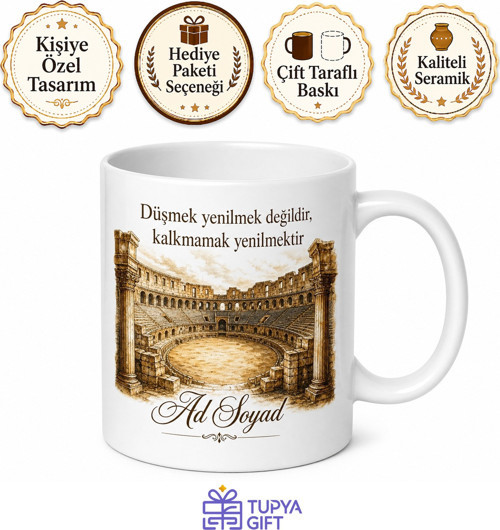 Arena Çizimli Hayat Mücadelesinde Ayakta Kalan Kupa Bardak Hediye