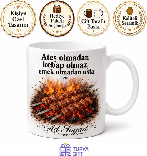 Kebapçıya Hediye Şişe Et Köz Ateşi Acılı Adana Urfa Dürüm Lezzeti Kupa Bardak
