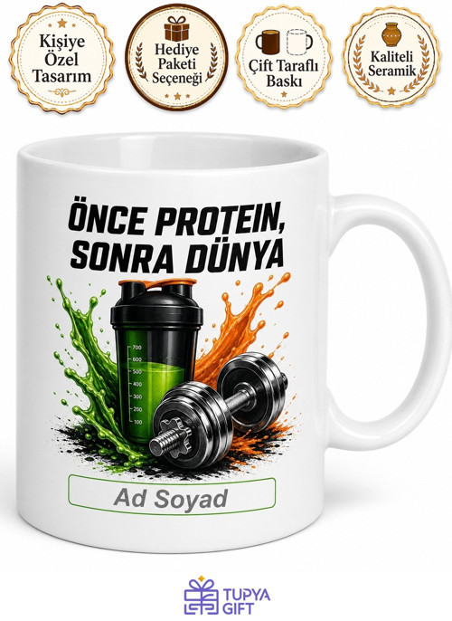 Protein Shake Temalı Spor Sever Kupa Bardak Fitness Hediye Baskılı Mug