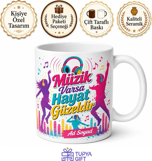 Pop Müzik Seven Dans Ritim Eğlence Radyo Hiti Şarkılar Kupa Bardak Hediye