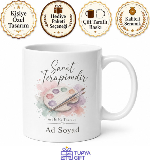 Art Is My Therapy Baskılı Sanat Terapimdir Kupa Bardak Hediye