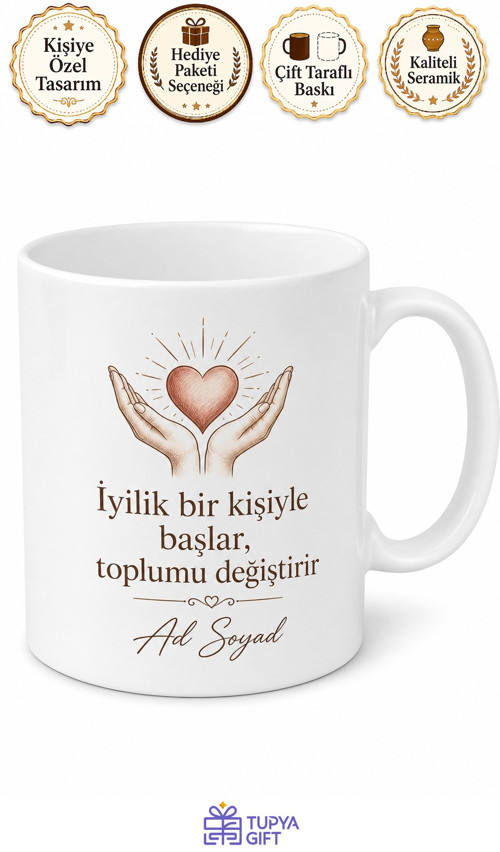 Gönüllü Çalışmalara Katılanlara Toplumsal Fayda İyilik Hareketi Kupa Hediye Bardak