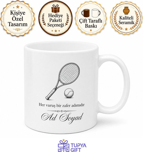 Kortların Hakimi Tenisçi Çay Kupası - Tenis Temalı Özel Tasarım Hediye Bardak