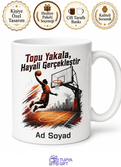 Basketbolcuya Hediye Pota Altı Ribaunt Smaç Üçlük Basketbol Sahası Baskılı Kupa Bardak