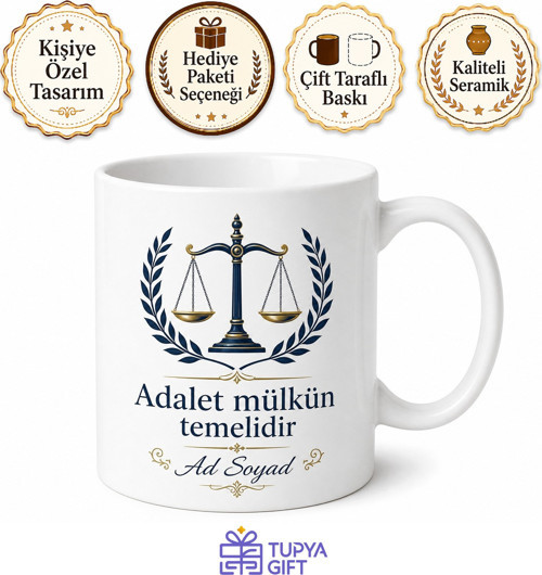 Hukukçuya Hediye Adalet Teorisi Kanun Maddeleri İnsan Hakları Hukukun Üstünlüğü Kupa Bardak