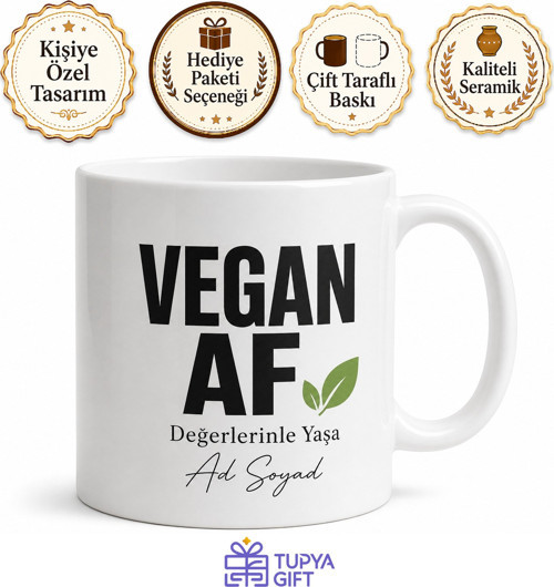 Vegan AF Baskılı Çok Vegan Kupa Bardak Hediye Özel Tasarım Mug