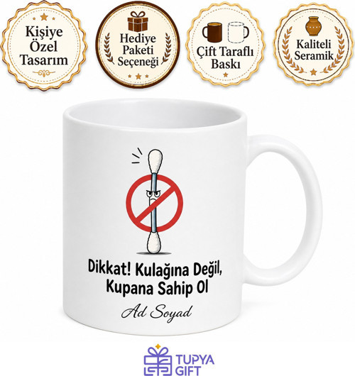 Kulak Çöpü Kullananlara Kulak Temizliği Pamuk Çubuk Dikkatli Kullanım Kupa Hediye