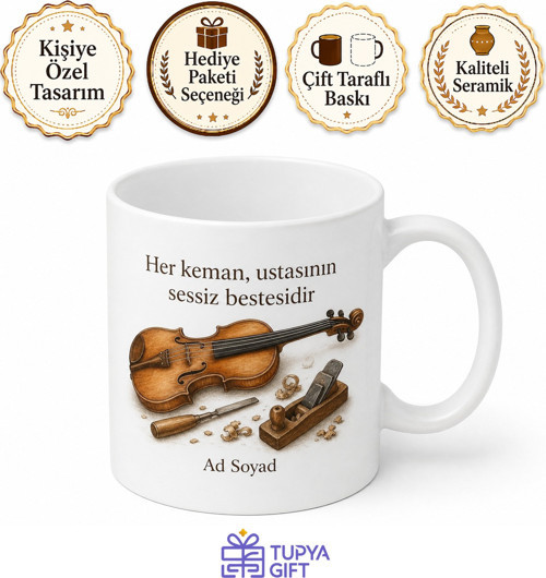 Keman Yapım Ustası Yaylı Çalgılar Sanatkarı Çay Kupası Hediye Bardak