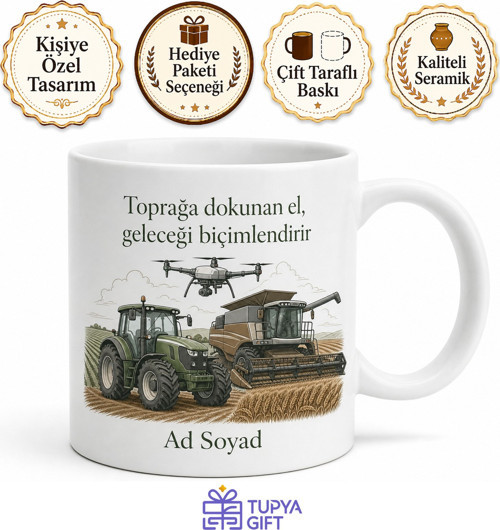 Tarım Makineleri Öğrencisine Modern Çiftçilik Ziraat Teknolojisi Kupa Hediye