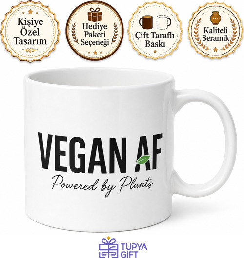 Vegan AF Baskılı Çok Vegan Olanlara Özel İngilizce Çay Kupası Hediye