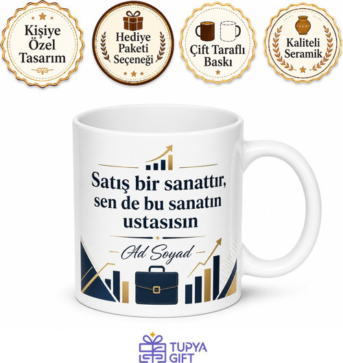 Dinamik Satış Temsilcisi Tasarımlı İsme Özel Seramik Kahve Kupası Ofis Hediye