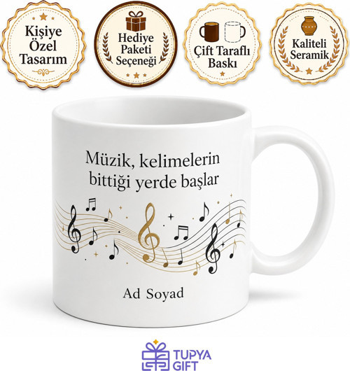 Konservatuar Öğrencisine Notaların İçinde Kaybolan Şan Kupası Hediye Bardak