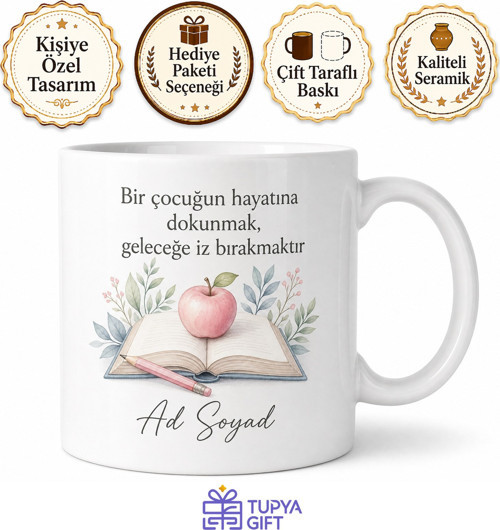 Sınıf Öğretmenine Özel İsim Yazılı Teşekkür Hediyesi Kupa Bardak