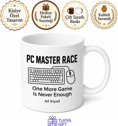 PC Master Race Yazılı Gamer Kupa Bardak Bilgisayar Oyuncusuna Hediye
