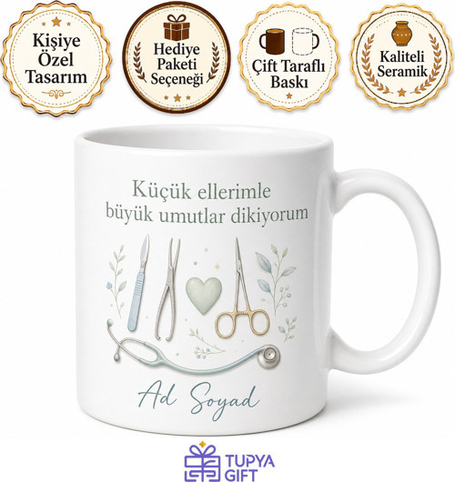 Çocuk Cerrahı İsme Özel Kupa Bardak Yenidoğan Cerrahisi Hediye