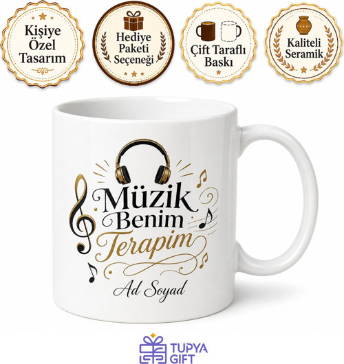 Music Is My Therapy Temalı Müzik Terapimdir Kupa Bardak Hediye