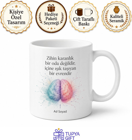 Psikoloji Dünyası Ruh Sağlığı Stres Yönetimi Temalı Kupa Bardak Psikoloğa Hediye