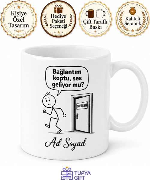 Toplantıdan Kaçan Arkadaş İçin Kişiye Özel Komik Baskılı Kupa Bardak Hediye