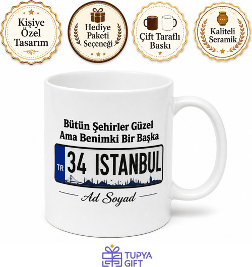Bütün Şehirler Güzel Ama Benimki Bir Başka Plakalı Kahve Kupası Hediye