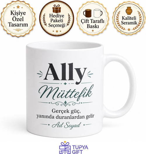 Ally Yazılı Müttefik İngilizce Çay Kupası Baskılı Kupa Bardak Hediye