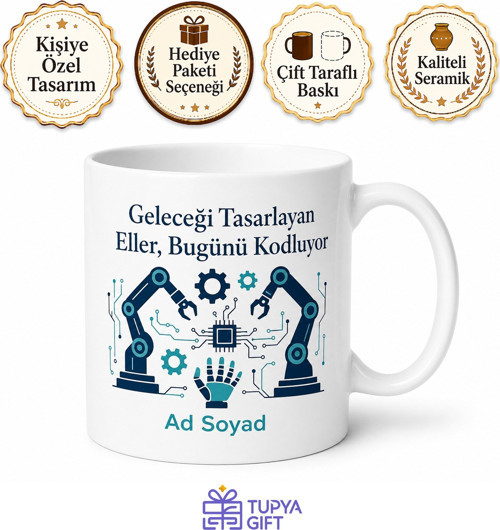 Mekatronik Mühendisi Hediye Kupa Bardak Robotik Geleceğin Mimarı Özel Tasarım