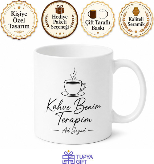 Coffee Is My Therapy Temalı Kahve Terapimdir Kupa Bardak Hediye