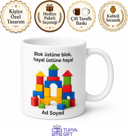 Lego Yaparak Kendi Dünyasını Kuranlara Blok Üstüne Blok Kupa Bardak Hediye