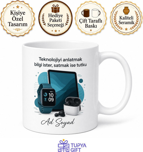 Teknoloji Mağazası Satış Danışmanı Gadget Satış İkna Temalı Kupa Bardak Hediye