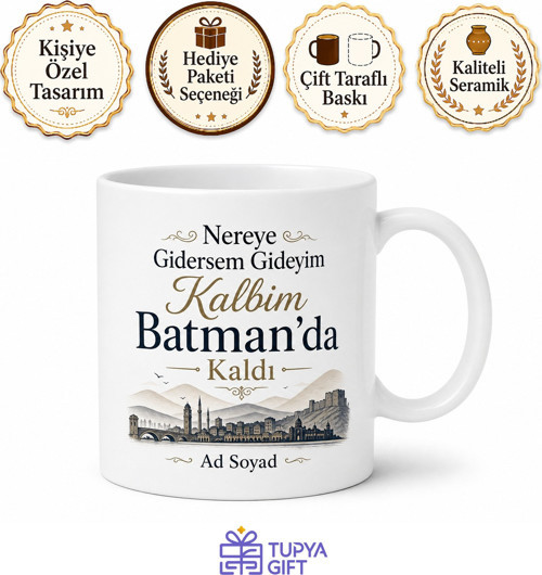 Batman Memleket Özlemi Yazılı Kupa Bardak Hediye Özel Tasarım