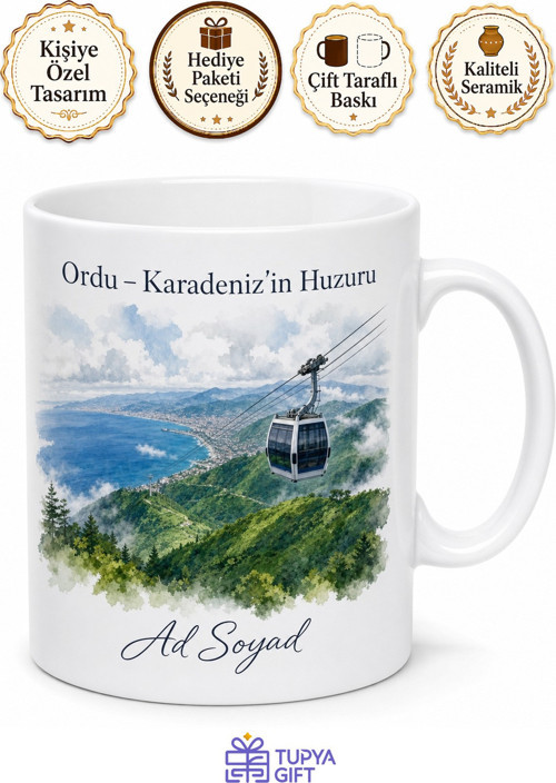 Ordu Plakalı Boztepe Teleferik Manzaralı Karadeniz Ruhu Kupa Bardak Hediye