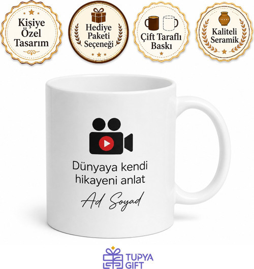 Vlogger İçerik Üreticisi Kupa Bardak Youtube Yıldızı Hediye Video Kamera Vlog