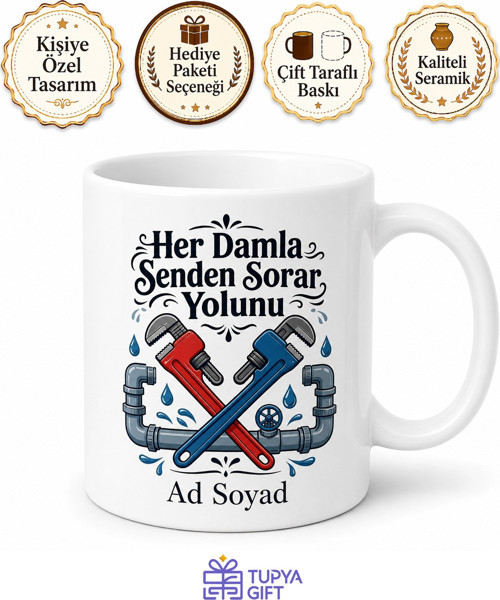 Su Kaçaklarının Düşmanı Usta Tesisatçı Hediye Seramik Kupa Bardak