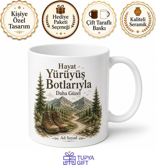 Dağcı Doğa Yürüyüşü Temalı Baskılı Kupa Hediye