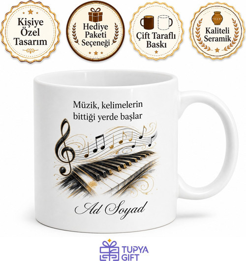 Klasik Müzik Severler İçin Özel Tasarım Baskılı Kupa Bardak Hediye