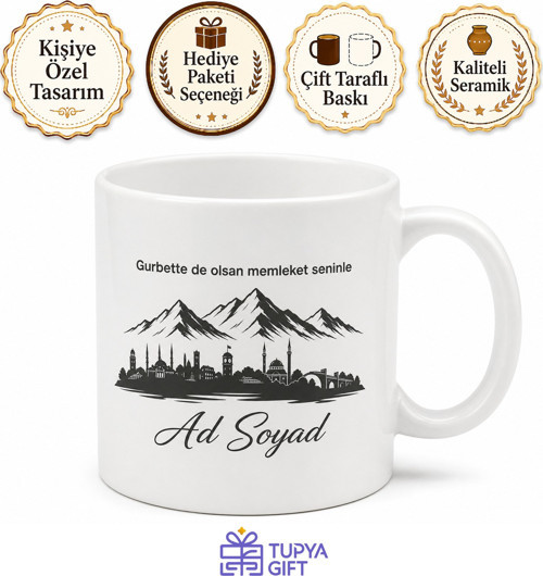 Gümüşhaneli Hemşehriye Memleket Kupa Bardak Hediye Gümüşhane Hatıra