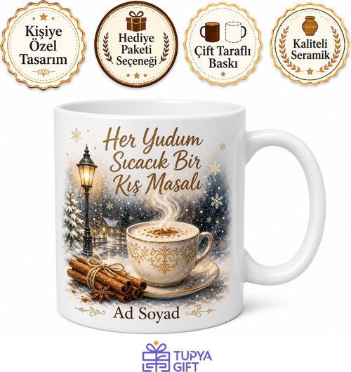 Salep Tiryakisine Tarçın Kokulu Karlı Kış Geceleri Sıcacık Kupa Bardak Hediye