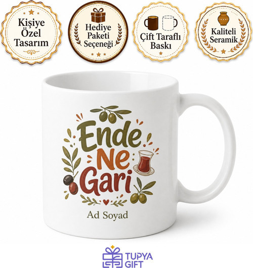 Ende Ne Gari Yazılı Egeli Teyze Şivesi Esprili Hediye Kupa Bardak